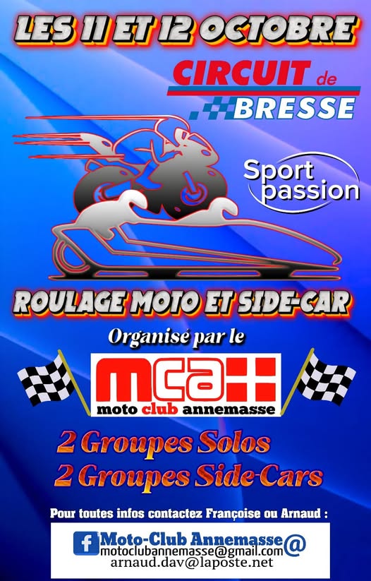 Venez rouler sur le circuit de Bresse les 11 et 12 Octobre